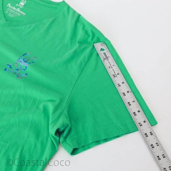 Psycho Bunny T-Shirt Mens XL 7 Green V-Neck Classic 100% Pima Cotton Streetwear - Picture 11 of 11